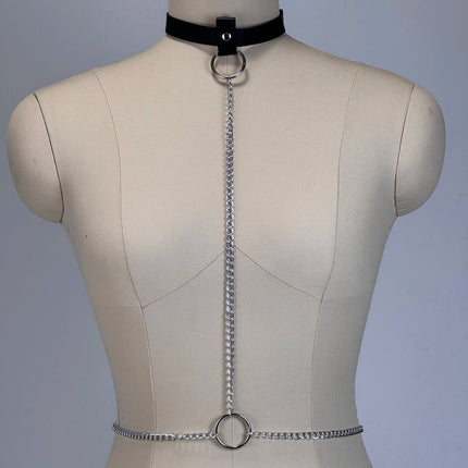Black Leather Bondage Collar with Leash Belt, PU Leather BDSM Fetish Role Play Neck Choker Restraint Set for Couples Adult Games