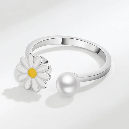 VENTFILLE 925 Sterling Silver Sunflower Diamond Zircon Rotatable Ring For Women Gift Relieve Stress Ring Jewelry Wholesale