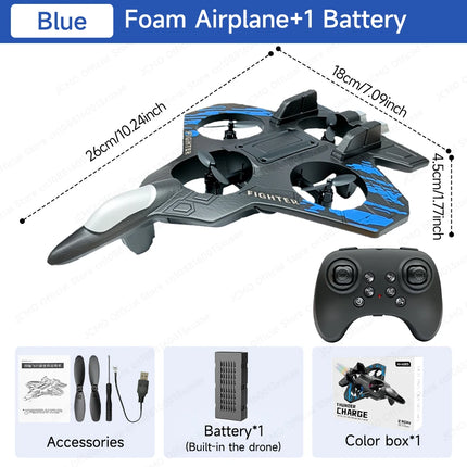 JCMO L101 RC Foam Airplane 2.4Ghz RC Fighter Stunt Tumbling Helicopter with LED Colored Lights Airplane Model Toy For Kids Gift