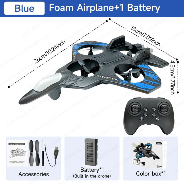 JCMO L101 RC Foam Airplane 2.4Ghz RC Fighter Stunt Tumbling Helicopter with LED Colored Lights Airplane Model Toy For Kids Gift