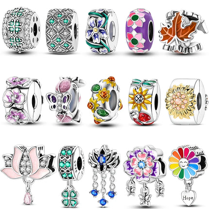 New 925 Sterling Silver Charms Beads Sunflower Flower Daisy Original Charm Pendant Fit Charm Bracelets DIY Jewelry Birthday Gift