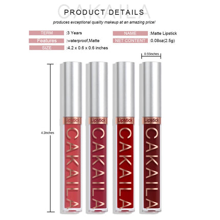 CAKAILA 18 Color Waterproof Matte Velvet Lip Glaze Lasting Silky Liquid Lipstick Not Easy To Fade Lip Gloss Makeup Sexy Lip Tint
