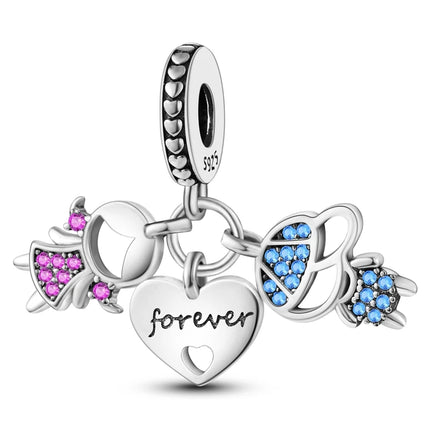 925 Sterling Silver Charms Mother Girl Boy Family Life Pendant Beads Fit Original Bracelet Necklace Diy Charm Women's Party Gift