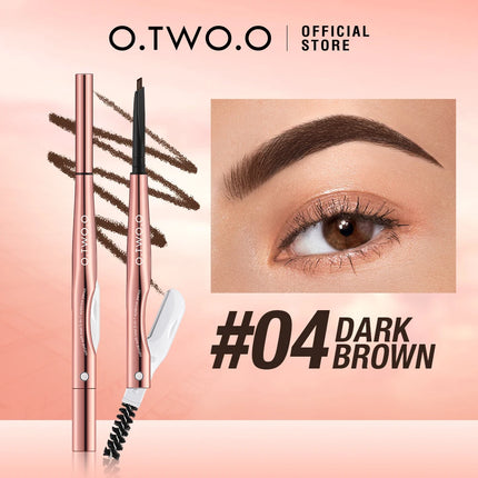 O.TWO.O Eyebrow Pencil 3 in 1 24 Hours Waterproof Long Lasting 4 Colors Brown with Eyebrow Trimmer Cosmetics Makeup Brow Pencil
