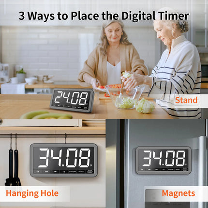 VOCOO Rechargeable Larger LED Digital Kitchen Timer Portable Magnetic Countdown Timer Cooking Timer For Classroom Kitchen