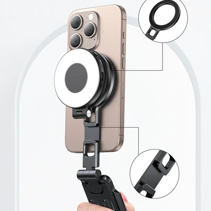 VRIG MG-21 Magnetic Phone Holder Magsafe Tripod with Arca-Swiss Cold Shoe for Phone Vlog Foldable Desktop Phone Mount for Travel