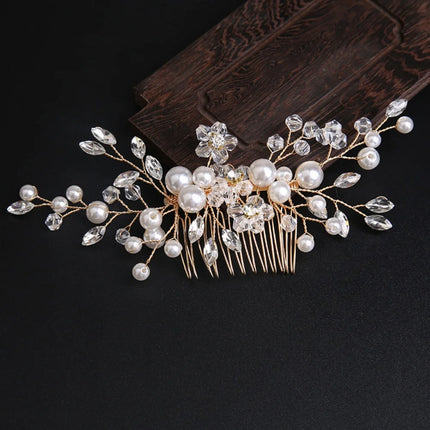 Women's wedding jewelry multifunctional elegant luxury girl's headwear gift exquisite pearl comb hair accessories with diamonds