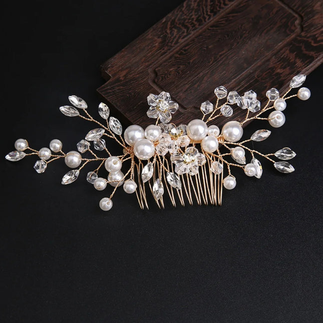 Women's wedding jewelry multifunctional elegant luxury girl's headwear gift exquisite pearl comb hair accessories with diamonds