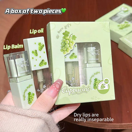 2Pcs Moisturizing Lip Balm & Lip Oil Set Deep Hydration Lip Care Kit Reduces Lip Lines Plumps Lips for Soft And Smooth Pout