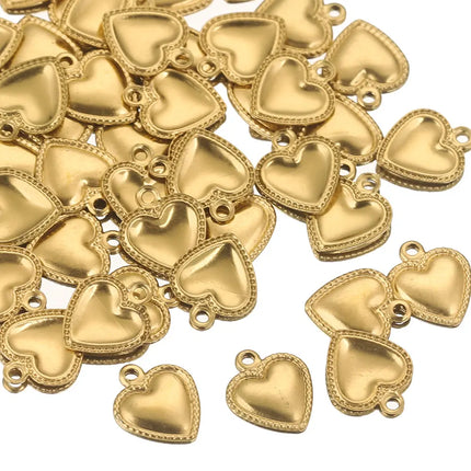 50pcs Stainless Steel Small Heart Charms for Jewelry Making Necklace Bracelet Extend Chain Tail Tag Supplies Material Wholesale