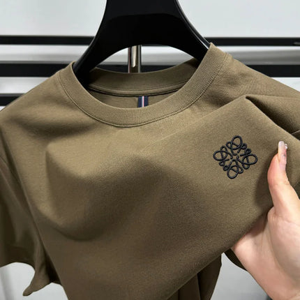 Luxury high-end standard embroidery 100% cotton men's summer casual fashion T-shirt brand fashionable high-quality short sleeved