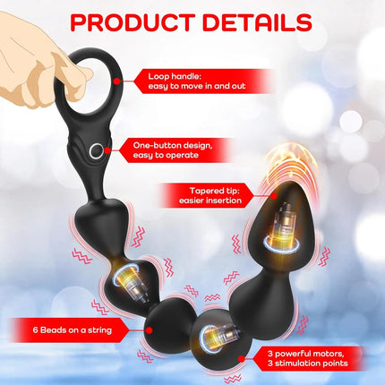 Anal Vibrator Prostate Massager Anal Beads Balls Butt plug Soft Silicone Good for Men Adults Sex Toys for Man Woman