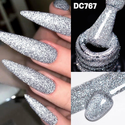 Red Reflective Glitter Gel Nail Polish Sparkling Glitter Flashy Semi-permanent Soak Off Nail Art UV Gel Varnish Nail Supplies