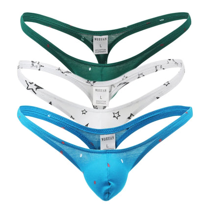 Men's Cotton Briefs Low Waist Penis Sissy Sexy Underwear Male Erotic Gay Tongs Underpants for Men Star Print Shorts Panties