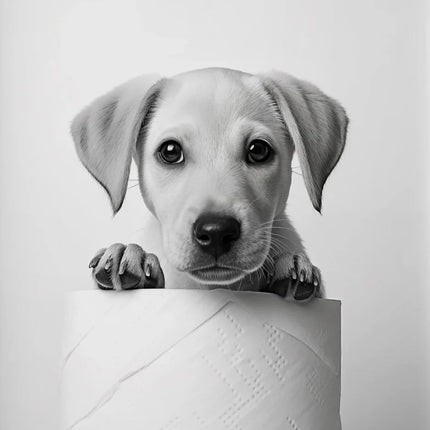 Black and White Cute Animal and Toilet Paper Poster Lion Owl Cat Dog Canvas Painting Wall Art Bathroom Living Room Home Decor