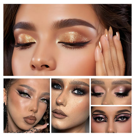 4Color Eyeshadow Palette Gray Black Smoky Makeup Matte Pearlescent Silkworm Brightening Base Eyes Primer Powder With Application