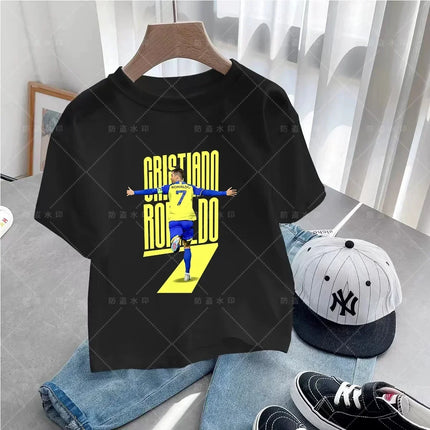 New Summer CR7 Print Cotton Boys Girls T-shirt Cristiano Ronaldo Clothing Fashion Outdoor Casual Fashion Sports Tees Top T-shirt