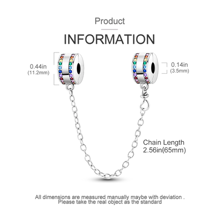 Sparkling Clear Silver Safety Chain 925 Sterling Silver Safety Chain Charm Beads Fit Original Bangle Bracelet DIY Jewelry