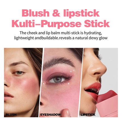 HANDAIYAN 5-Color Matte Pink Pebble Blush Waterproof & Sweat-Resistant Easy Application Dual-Use for Lips & Cheeks