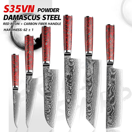 Grandsharp 1-6 PCS Kitchen Knives Set 67 Layers S35VN Powder Core Damascus Steel Sharp Chef Nakiri Paring Knife Cooking Tools