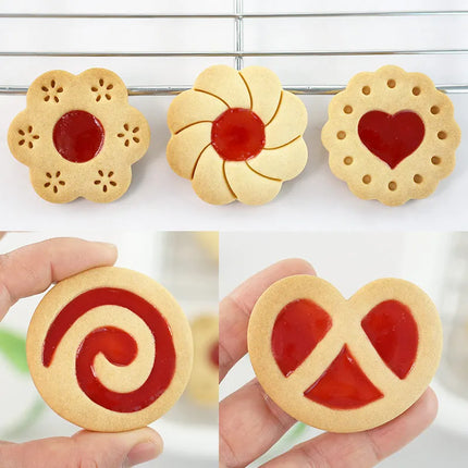 8Pcs Cute Jam Sandwich Biscuit Cookie Cutters Flower,Star Shape Cookie Molds Cartoon Fun Biscuit Moulds