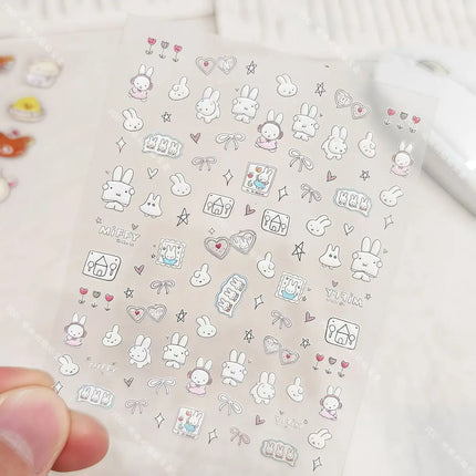 Cute Miffy 3D Nail Stickers Kawaii Glass Camera Nail Stickers Decoration Anime Printing Stickers Holiday Surprise Gifts