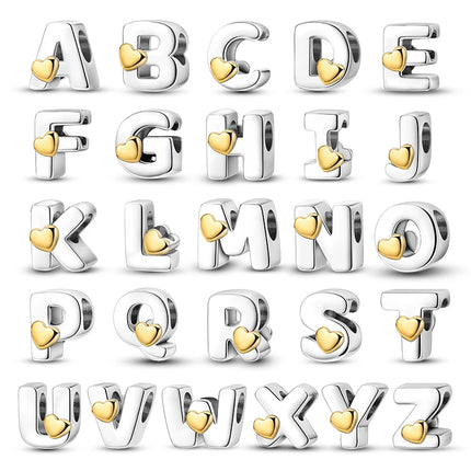 A-Z Alphabet Beads Charms Fit Original 925 Sterling Silver Bracelets Charm 26 Letters Charm for Women Girl DIY Fine Jewelry Gift