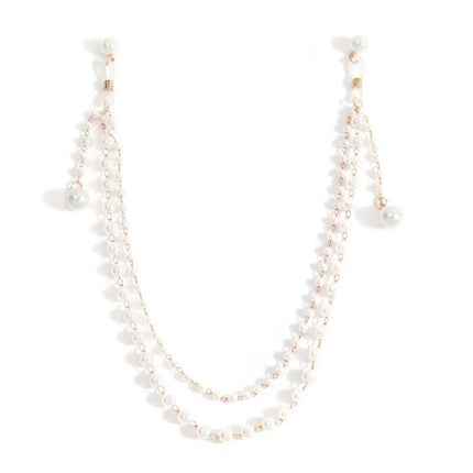 Sexy Imitation Pearl Tassel Chest Chain for Women Girls Exaggerated Metal Double Layered Nipple Chain Body Jewelry Accessories