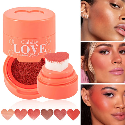 Heart Shaped Blush Stick with Sponge Head Stamp Design Waterproof and Sweat Proof to Modify Cheeks to Be Naturally Rosy