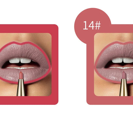 QIC Lipstick Lipliner Pen Matte Velvet Lip Liner Pencil Contour Makeup Sexy Red Lip Stick Long Lasting Cosmetics
