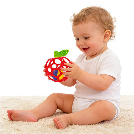 Infant Sensory Grasping Ball, Red Apple Shape Grasping Ball Rattles Toy,Hold My Own Collection, Unisex, Newborn and Up