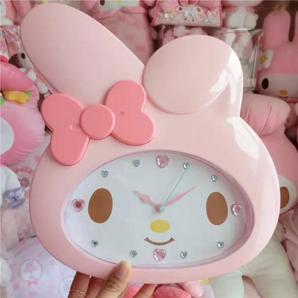 My melody Sanrio animation peripheral cartoon cute kawaii children's bedroom wall clock creative silent sweep second clock