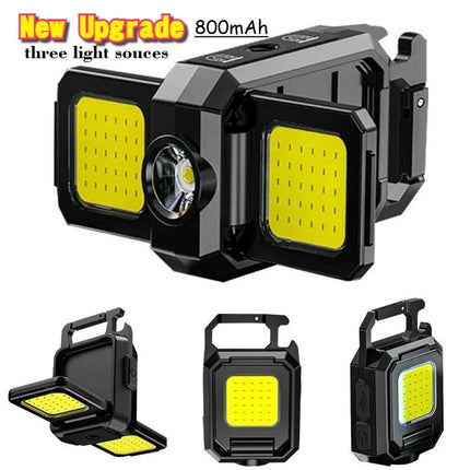 Multifunctional Mini COB LED Keychain Flashlight USB Rechargeable Hat Clip Lamp Work Light Keyring Camping Walking Pocket Lamp