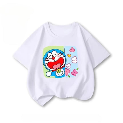 Potdemiel Doraemon Children's Pure Cotton T-Shirt, New Summer Style, Comfortable and Breathable Children's T-Shirt