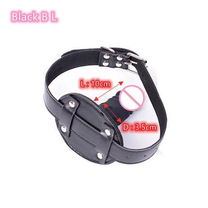 Fetish Bondage Sex Toys of Silicone Penis Plug with BDSM Slave Restraint Open Mouth Gag for Women Adult Game Intimate Goods