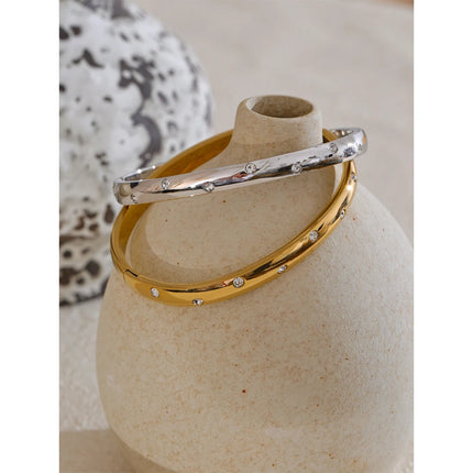 Yhpup Stainless Steel Cubic Zirconia Fashion Bracelet Bangle Gold Silver Color Waterproof High Quality PVD Jewelry for Women