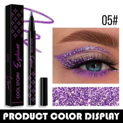 Waterproof Glitter Eyeliner Pen Eye Shadow Stick Long-Lasting Quickly Dry Diamond Shining 9-color Liquid Eyeliner Big Eye Makeup