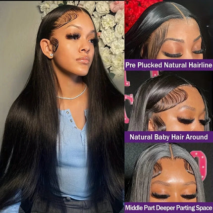 Bone Straight Hd Lace Frontal Wig 13x6 Lace Front Wig Human Hair 30 40 Inch Transparent Lace Pre Plucked Wigs 13x4 HD Lace Wig