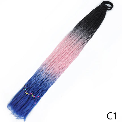 AZQUEEN Synthetic Gradient Color Dirty Braided Ponytail 60CM Elastic Rubber Band Braiding Pony Tail Hair Extensions For Girls