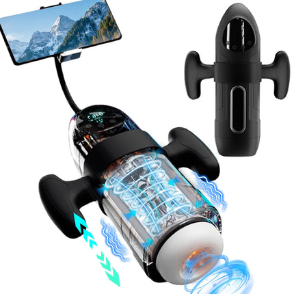 Automatic Sucking Telescopic Male Masturbator Heating 3D Textured Penis Pump Sex Machine 10 Thrusting Modes Adult Toy for Men