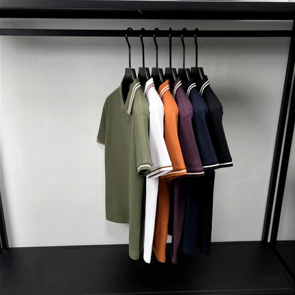 100% pure cotton men's high-end brand short-sleeved polo shirt summer fashion hot-selling embroidered golf top casual T-shirt