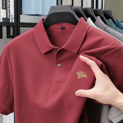 100% high-quality pure cotton men's summer polo shirt. Popular business commuting style, breathable, cozy, exquisite, luxurious, embroidered.