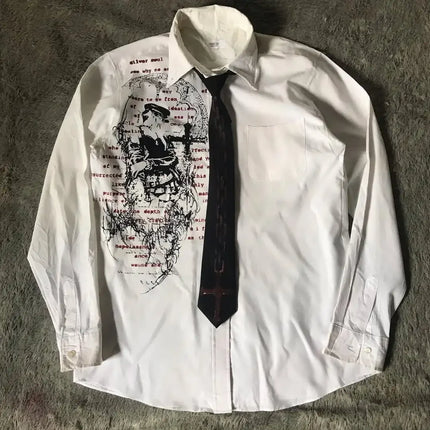 Y2K White Shirt Affliction Retro T Shirt Harajuku Men Skull Holy Writ Letter Printing Tee Fashion Gothic Short Sleeves Tops