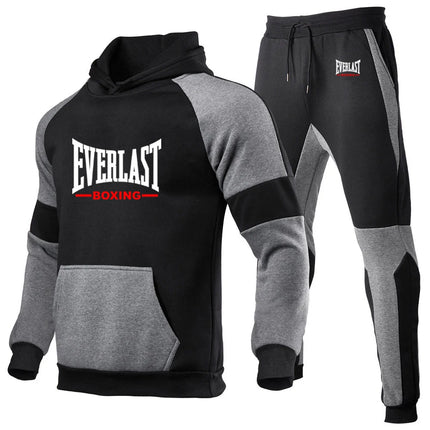 Everlast 2025 Spring Autumn Men's New Hight Quality Hoodies Sweatshirts Cotton Tops+Sweatpants Sports Running Two Pieces Sets