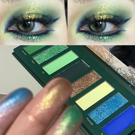 8 Colors Diamond Pearl Punk Green Eyeshadow Halloween Makeup Palette Waterproof Matte Smoky Polarized Green Eye Shadow Palette