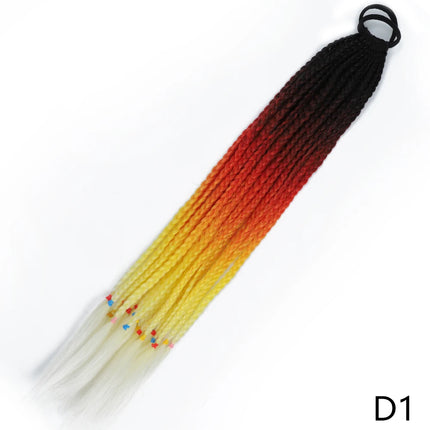 AZQUEEN Synthetic Gradient Color Dirty Braided Ponytail 60CM Elastic Rubber Band Braiding Pony Tail Hair Extensions For Girls