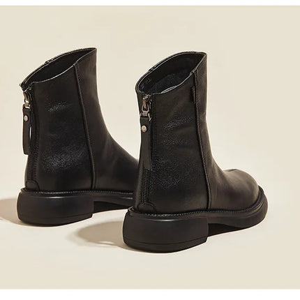 WOIZGIC Women's Genuine Leather Female mother Ankle Boots Shoes Split Zipper Winter Fur Plush Warm Autumn Zapatos Mujer Platform