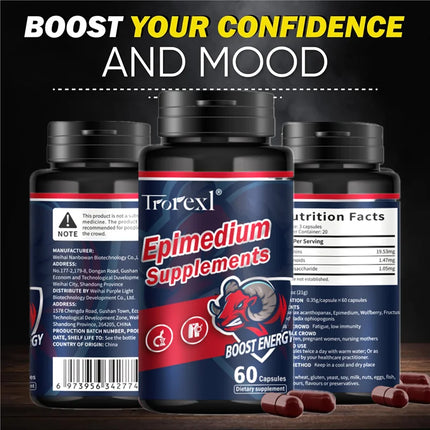 Natural Epimedium Capsules Enhance Endurance Supplement : Boost potency & Morning Power (Men's Health Secret)