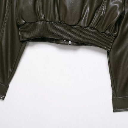 Chic Fashion Faux Leather Jackets for Women Loose Zipper Long Sleeve Female Short Coats 2026 Autumn Lady Casual New Outerwear ﻿