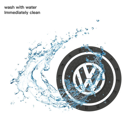 2Pcs Car Interior Coasters Silicone Water Cup Anti-slip Mats For VW Tiguan Arteon Taigo Caddy CC e-up! Golf Polo Passat Amarok